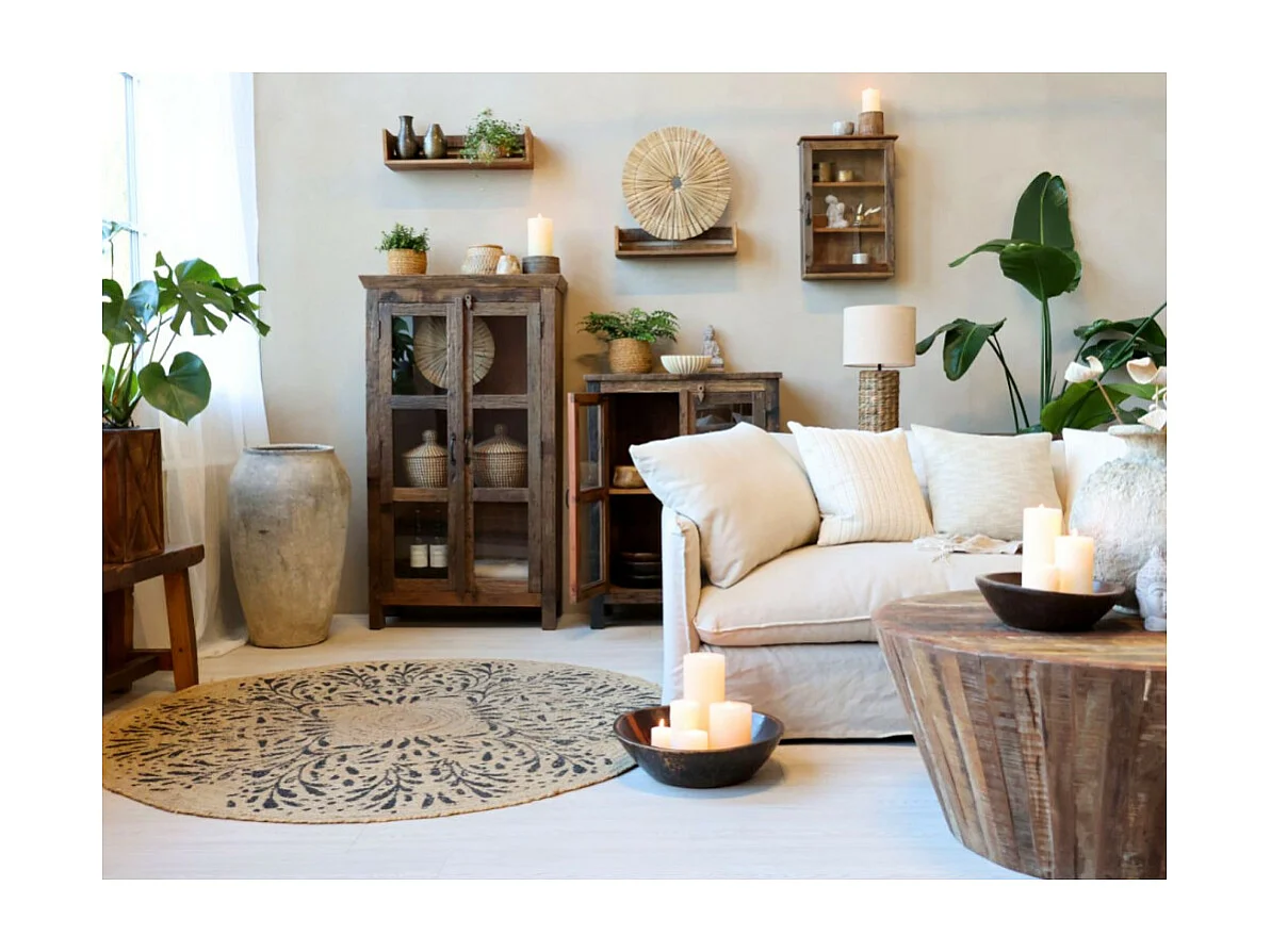 Armoire buffet vaisselier 2 portes rangement cuisine bois marron 100cm