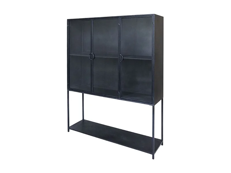 Armoire 3 portes rangement chambre salle de bain métallique noir 175cm