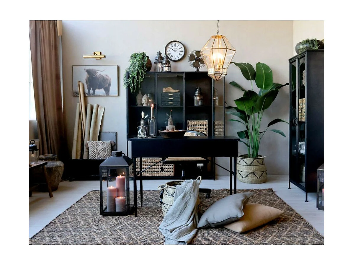 Armoire 3 portes rangement chambre salle de bain métallique noir 175cm