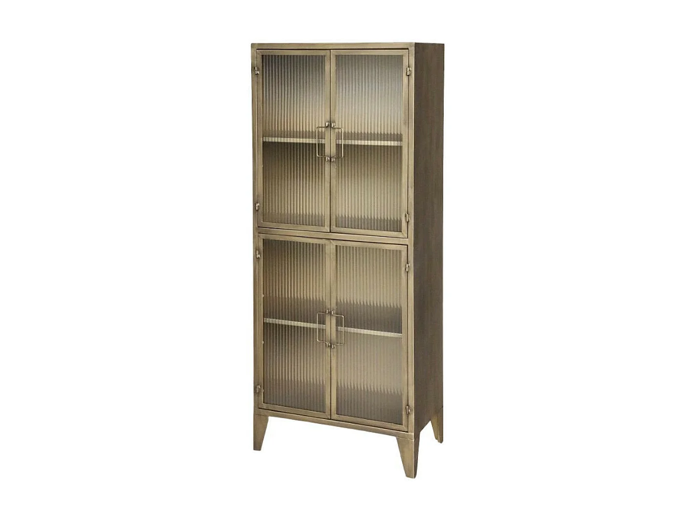 Armoire vitrine en fer laiton antique et verre 60 x 33 x 149.5 cm