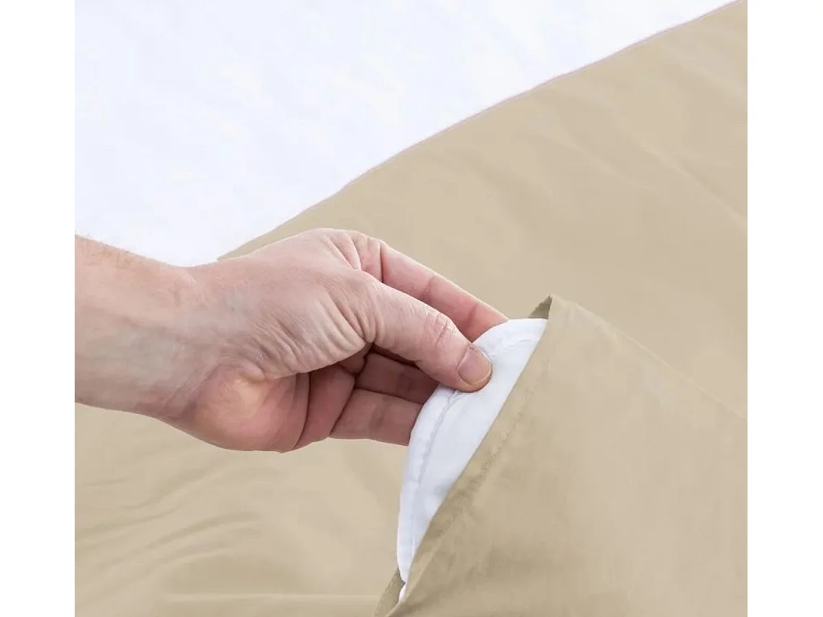 Parure de couette, housse de couette, linge de lit en polyester-coton coloris beige - Longueur 260 x Profondeur 240 cm