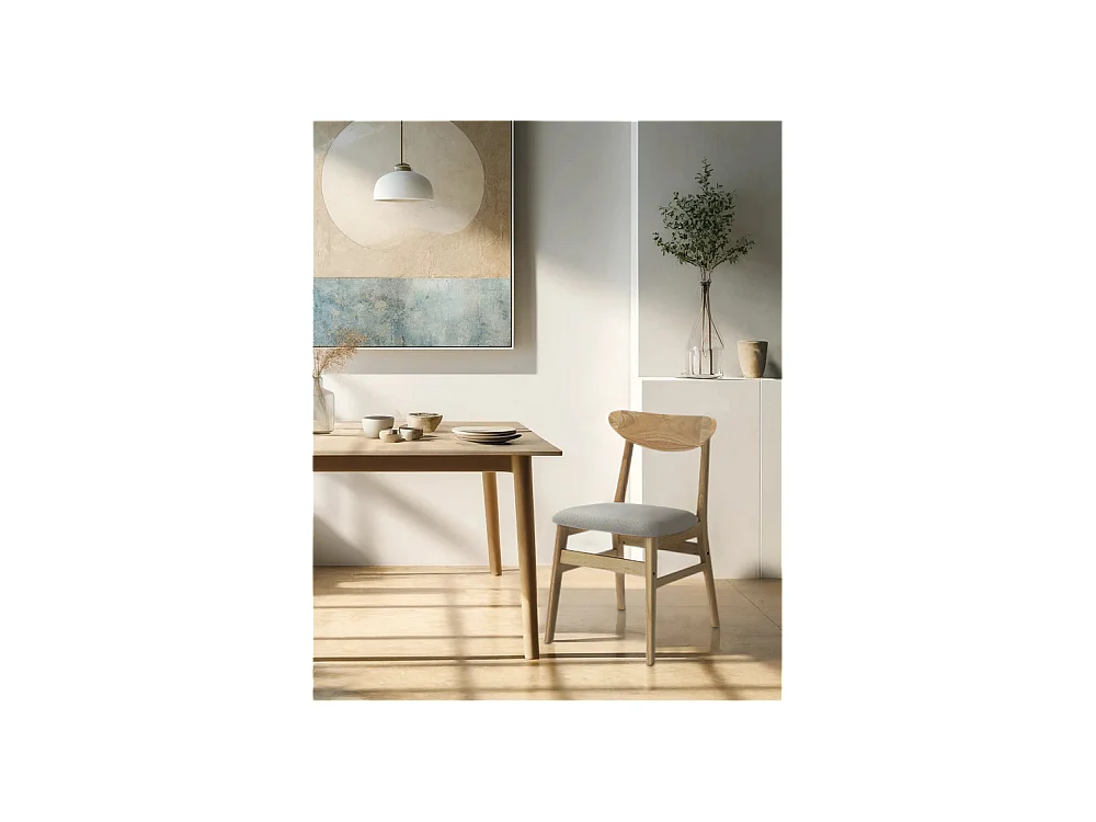 Pack de 2 sillas de 79x45x50 cm de madera natural con asiento de tela en color beige Dover