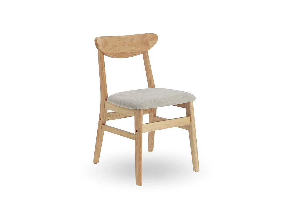 Pack de 2 sillas de 79x45x50 cm de madera natural con asiento de tela en color beige Dover