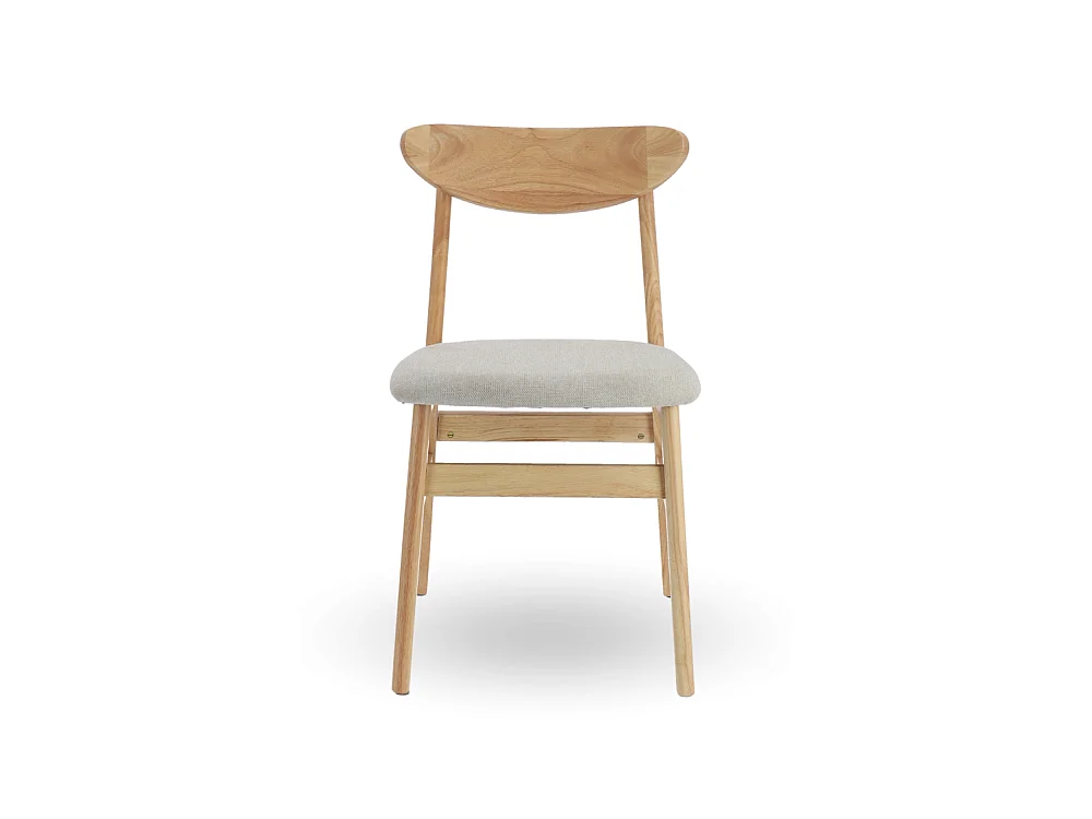 Pack de 2 sillas de 79x45x50 cm de madera natural con asiento de tela en color beige Dover