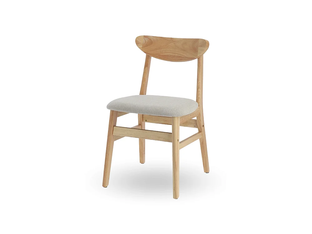 Pack de 2 sillas de 79x45x50 cm de madera natural con asiento de tela en color beige Dover