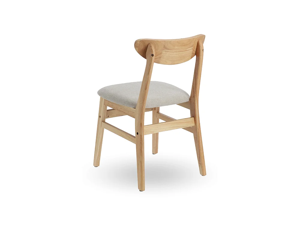 Pack de 2 sillas de 79x45x50 cm de madera natural con asiento de tela en color beige Dover