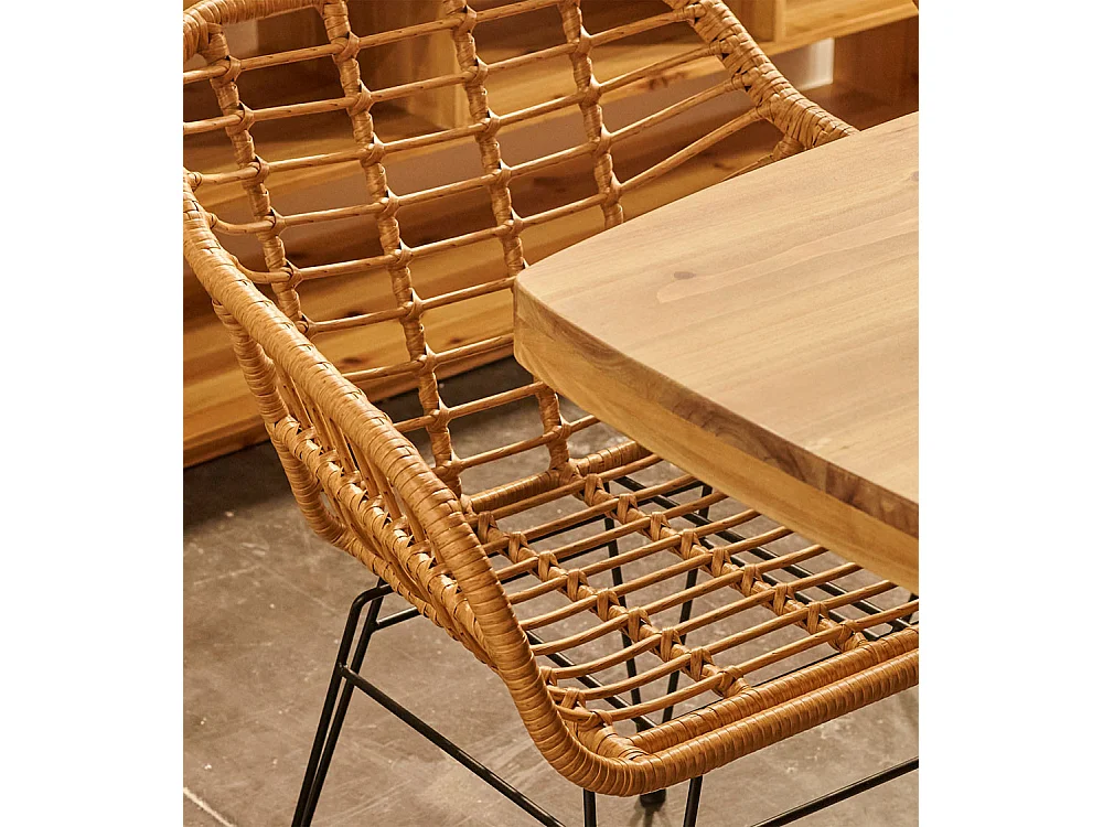 Pack de 2 sillas de 82x56x61 cm con diseño boho y asiento envolvente en color marrón Ohara