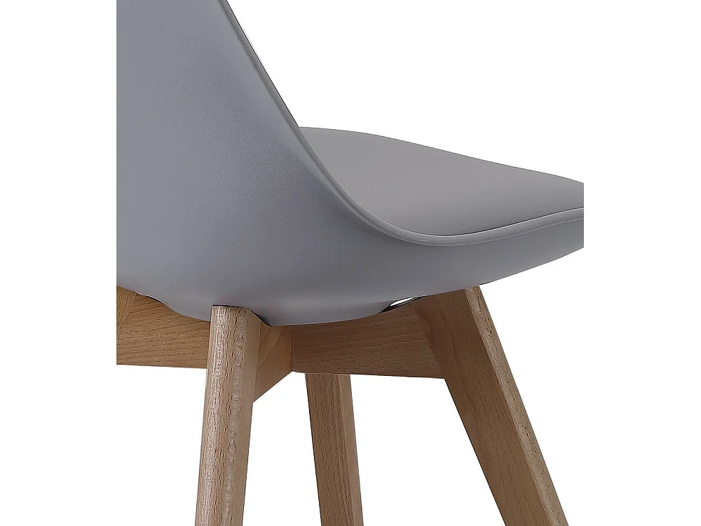 Pack de 4 sillas de comedor, salón Tulipa  silla nórdica asiento acolchado y patas madera en color gris