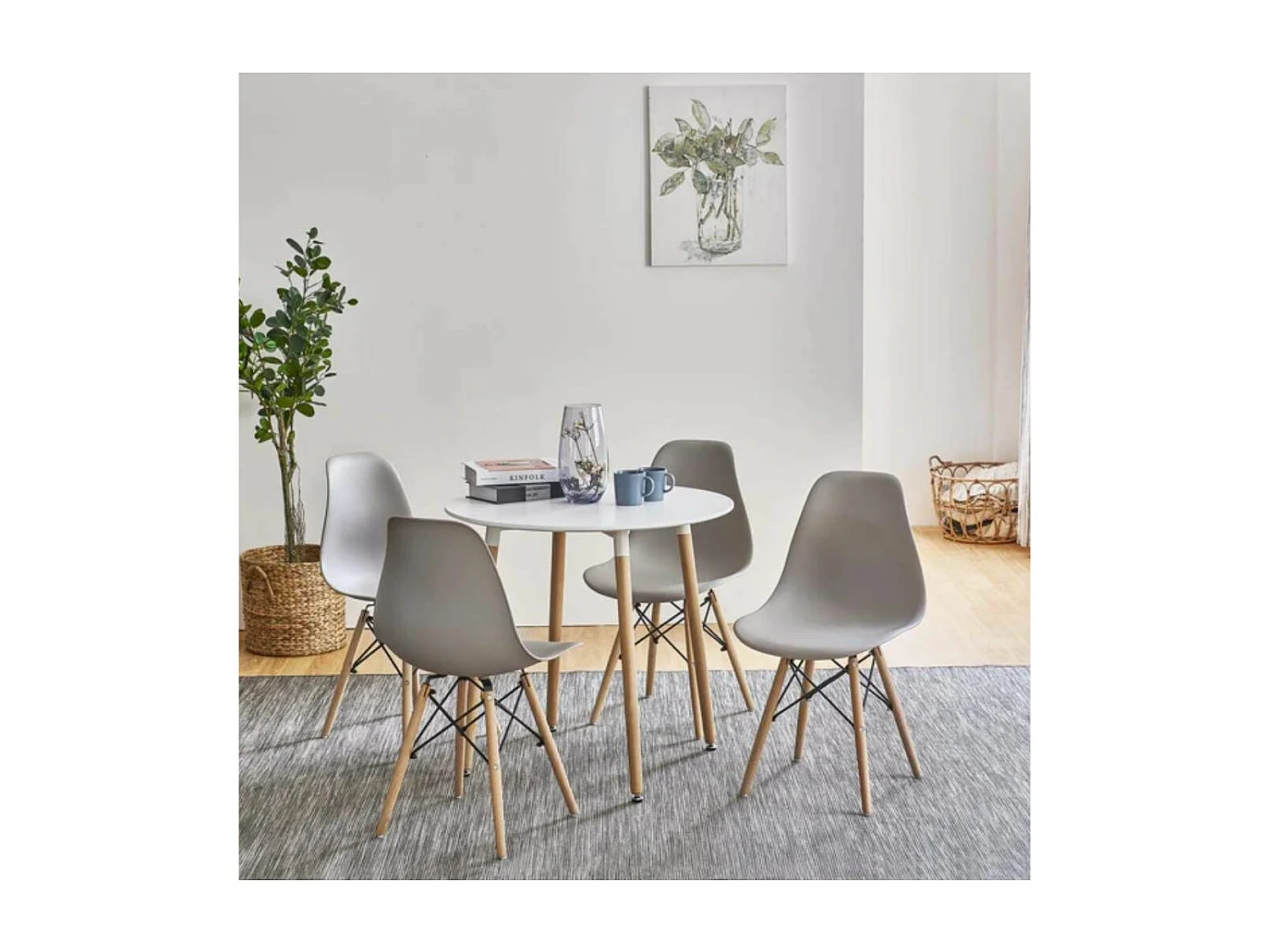 Juego de 4 sillas Nórdica para comedor o cocina con patas en madera color gris