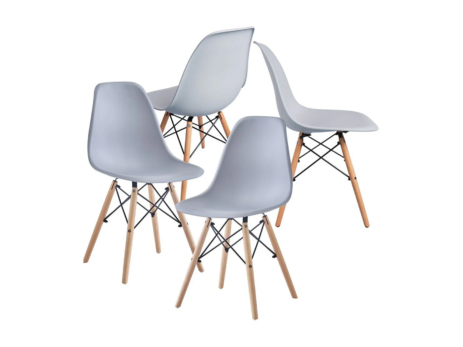 Juego de 4 sillas Nórdica para comedor o cocina con patas en madera color gris