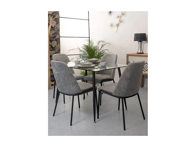 Pack de 2 sillas de comedor de 91x49x65 cm tapizadas en tela jaspeada en color gris Dango