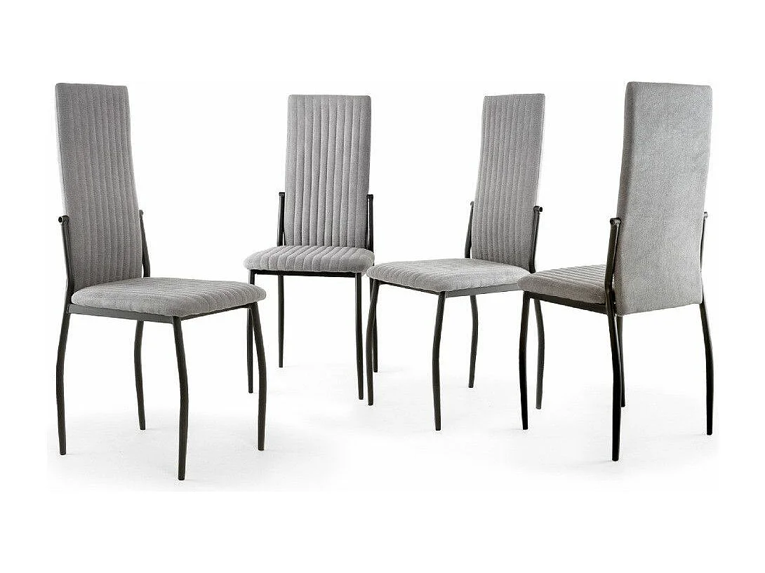 Pack de 4 sillas de 100x43x49 cm tapizadas en color gris claro y patas negras Tasya