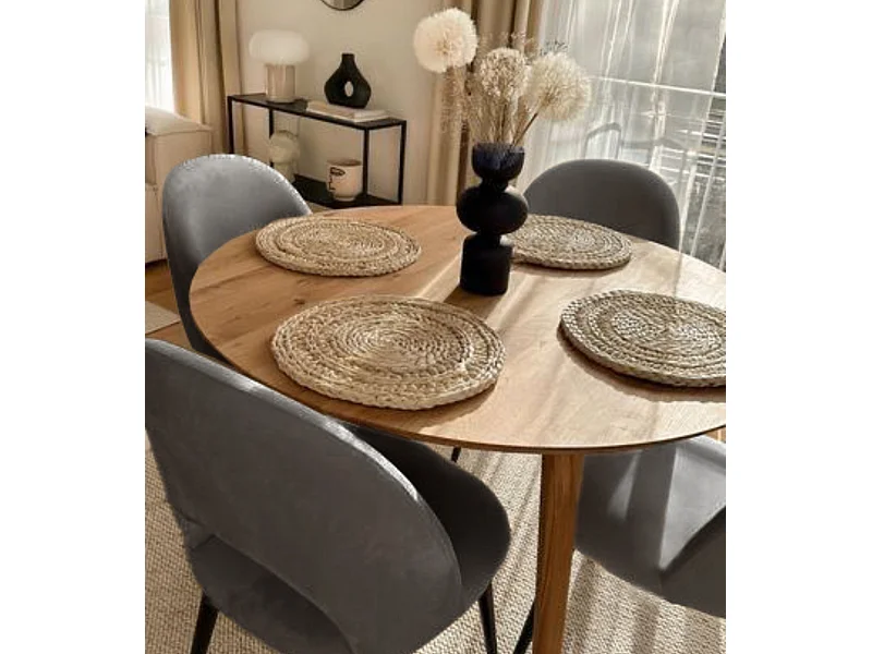 Pack de 2 sillas de comedor de 86x58x50 cm de tela en color gris  y patas negras Pristina