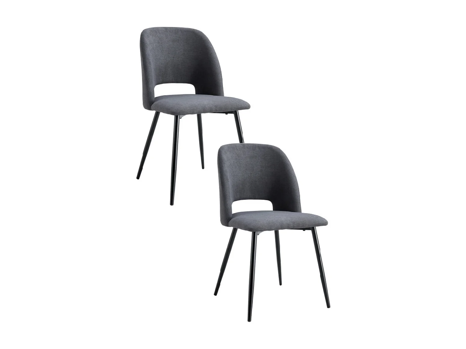 Pack de 2 sillas de comedor de 86x58x50 cm de tela en color gris  y patas negras Pristina