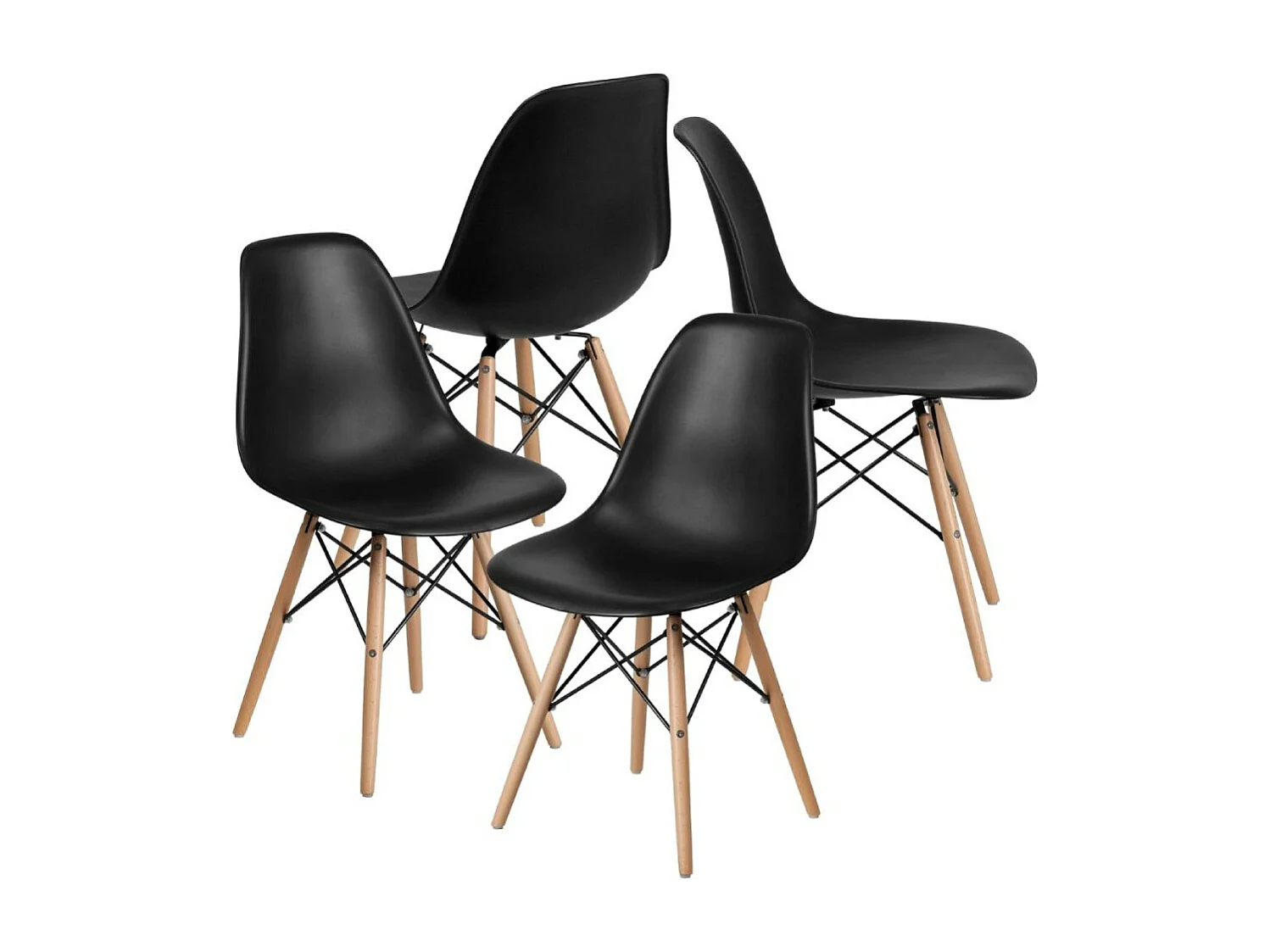 Juego de 4 sillas Nórdica para comedor o cocina con patas en madera color negro