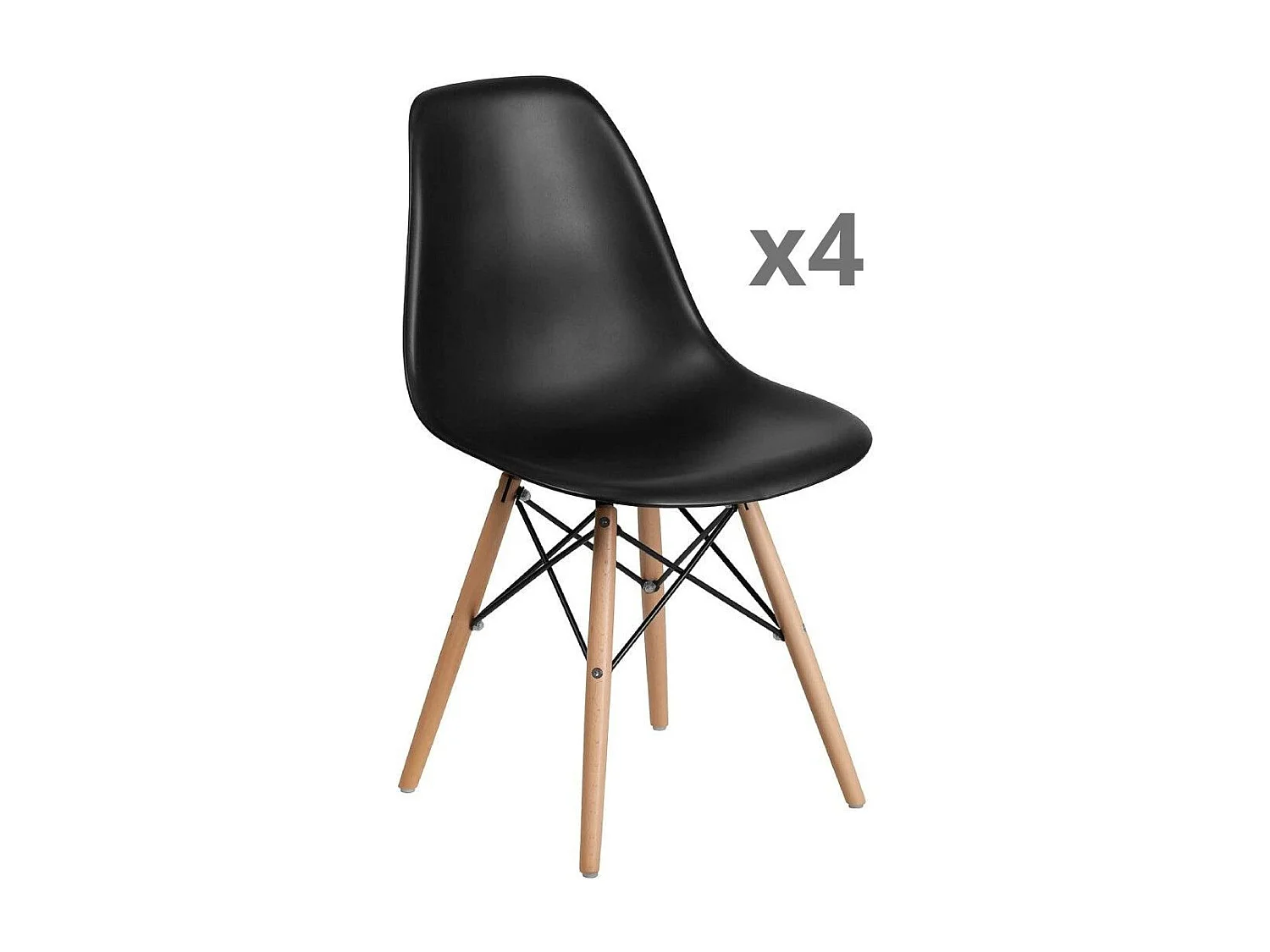 Juego de 4 sillas Nórdica para comedor o cocina con patas en madera color negro