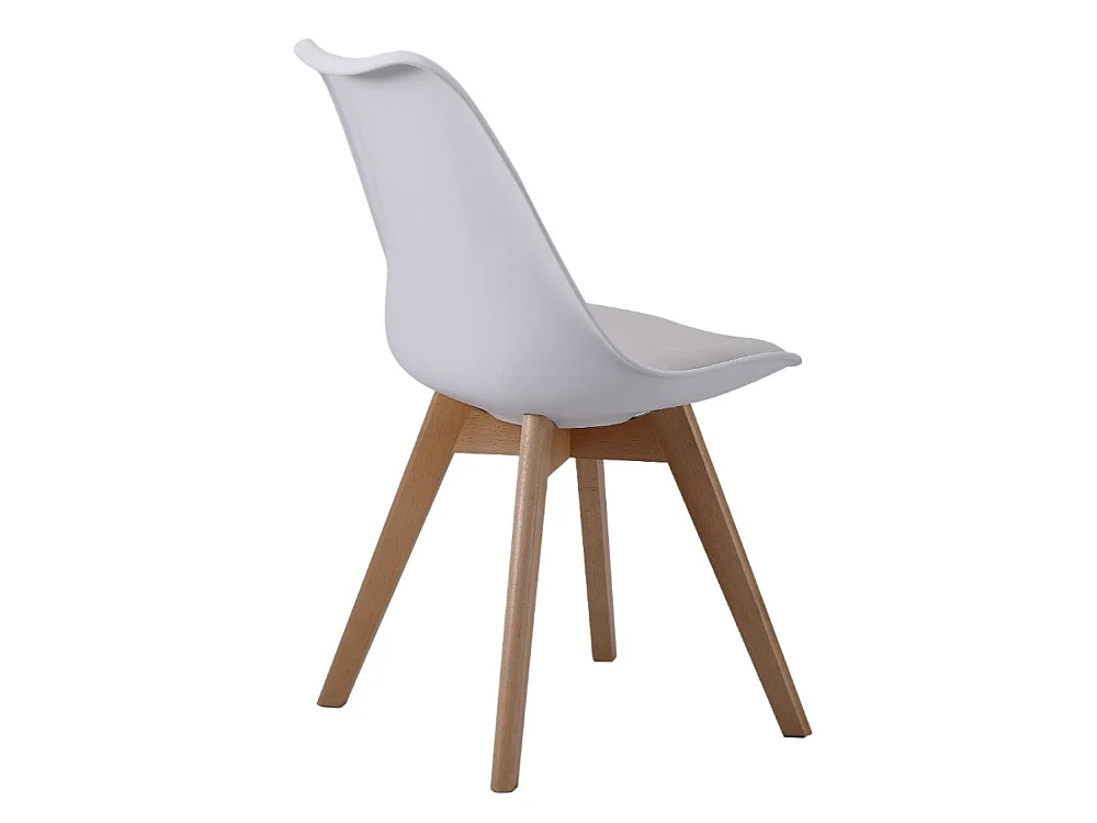 Pack de 4 sillas de comedor, salón Tulipa silla nórdica asiento acolchado y patas madera en color blanco