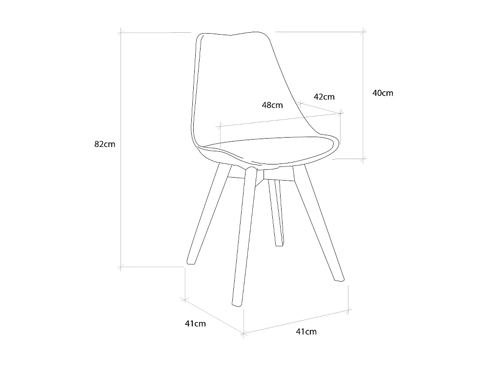 Pack de 4 sillas de comedor, salón Tulipa silla nórdica asiento acolchado y patas madera en color blanco