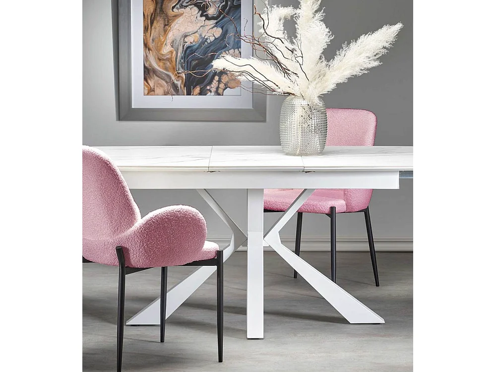 Pack de 2 sillas de comedor de 88x57x60 cm con tapizado borreguito en color rosa Cheryl