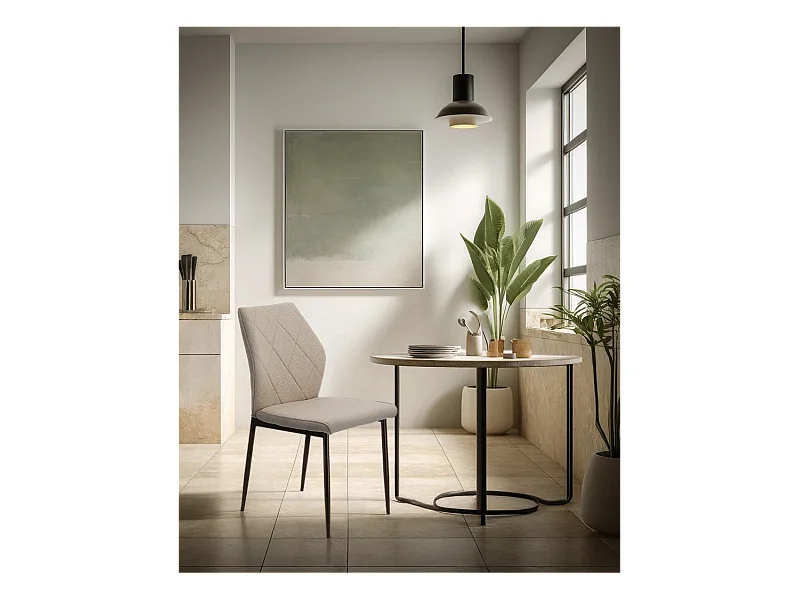 Pack de 4 sillas de comedor de 87x45x56 cm tapizadas en color beige y patas negras Patrice