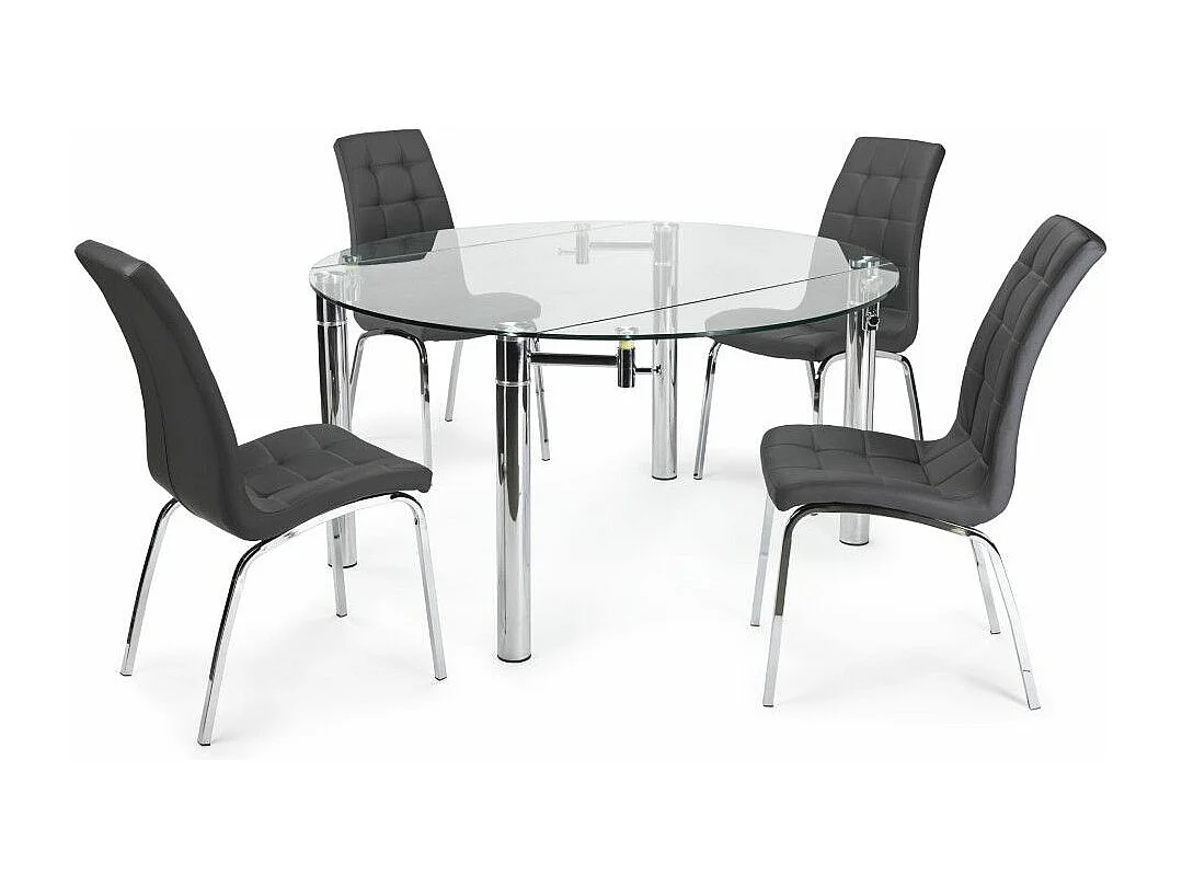 Pack de 4 sillas de comedor de 96x40x55 cm de piel sintética en color gris oscuro Alepo