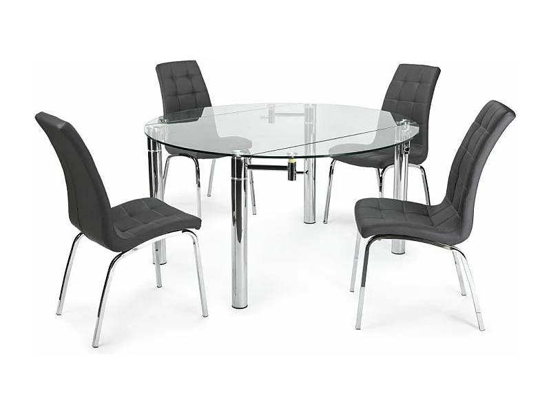 Pack de 4 sillas de comedor de 96x40x55 cm de piel sintética en color gris oscuro Alepo