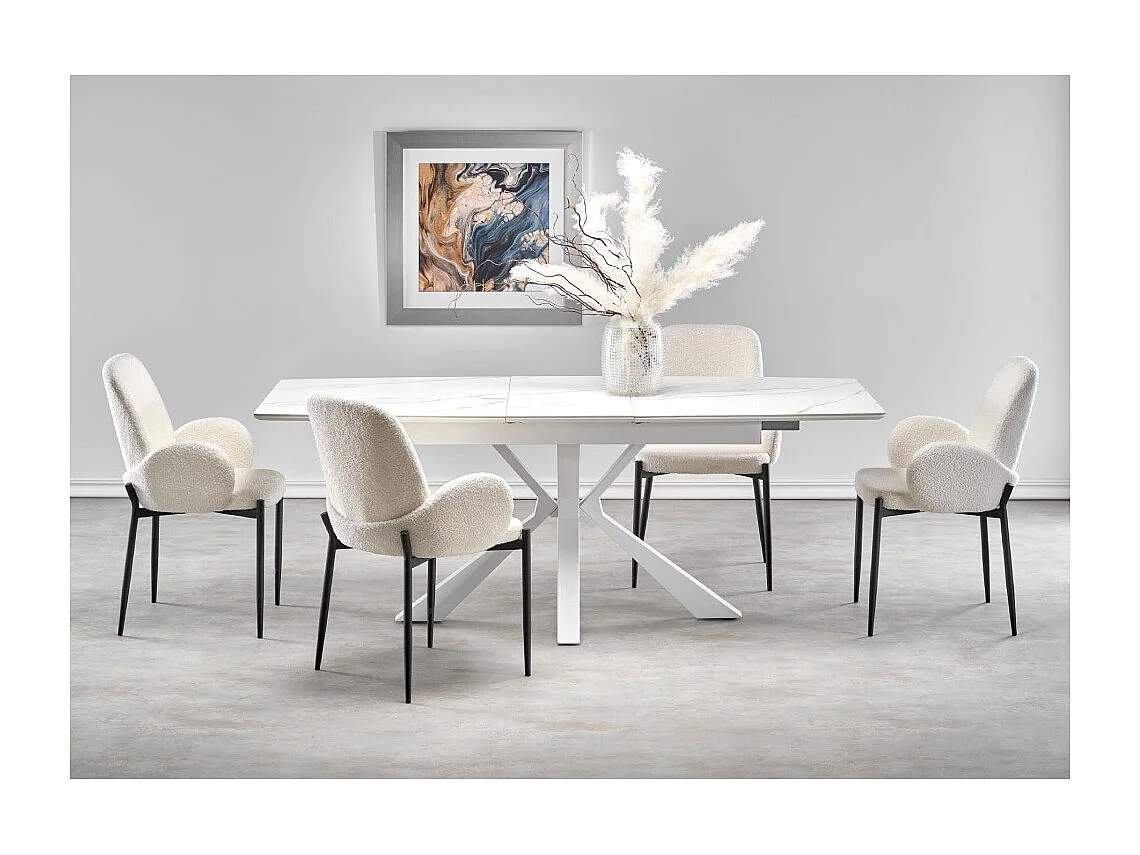 Pack de 2 sillas de comedor de 88x57x60 cm con tapizado borreguito en color blanco Cheryl