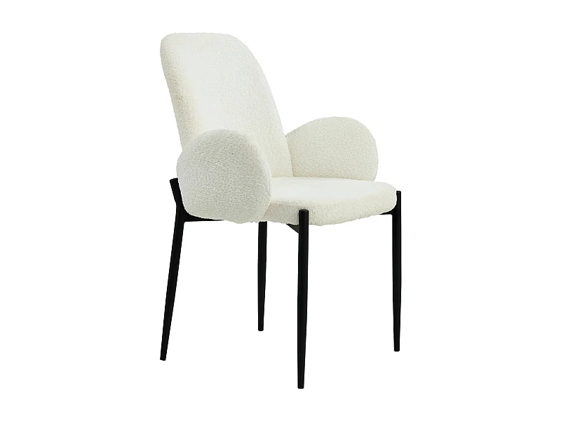 Pack de 2 sillas de comedor de 88x57x60 cm con tapizado borreguito en color blanco Cheryl