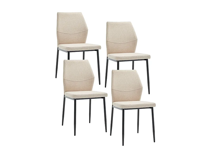 Pack de 4 sillas de 87x49x53 cm de tela en color beige con patas metálicas negras Nobles