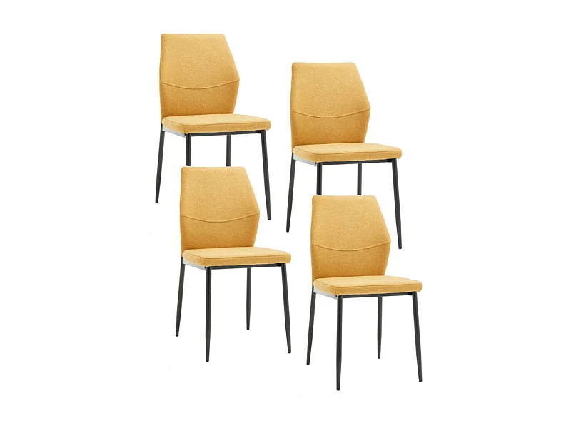 Pack de 4 sillas de 87x49x53 cm de tela en color mostaza con patas metálicas negras Nobles