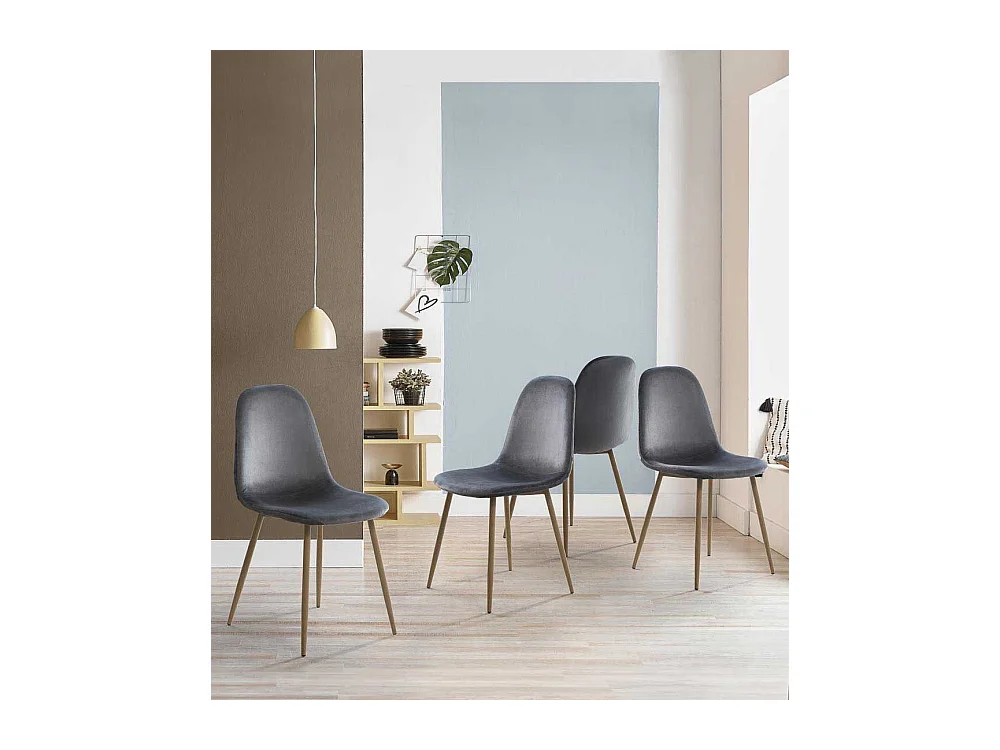 Pack de 4 sillas de comedor de 87x41x48 cm de terciopelo en color gris Sweden