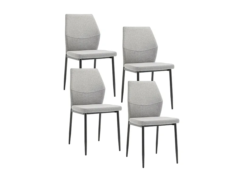 Pack de 4 sillas de 87x49x53 cm de tela en color gris con patas metálicas negras Nobles