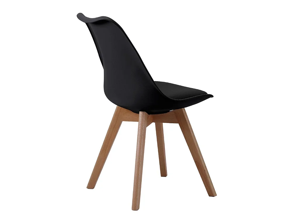 Pack de 4 sillas de comedor, salón Tulipa silla nórdica asiento acolchado y patas madera en color negro