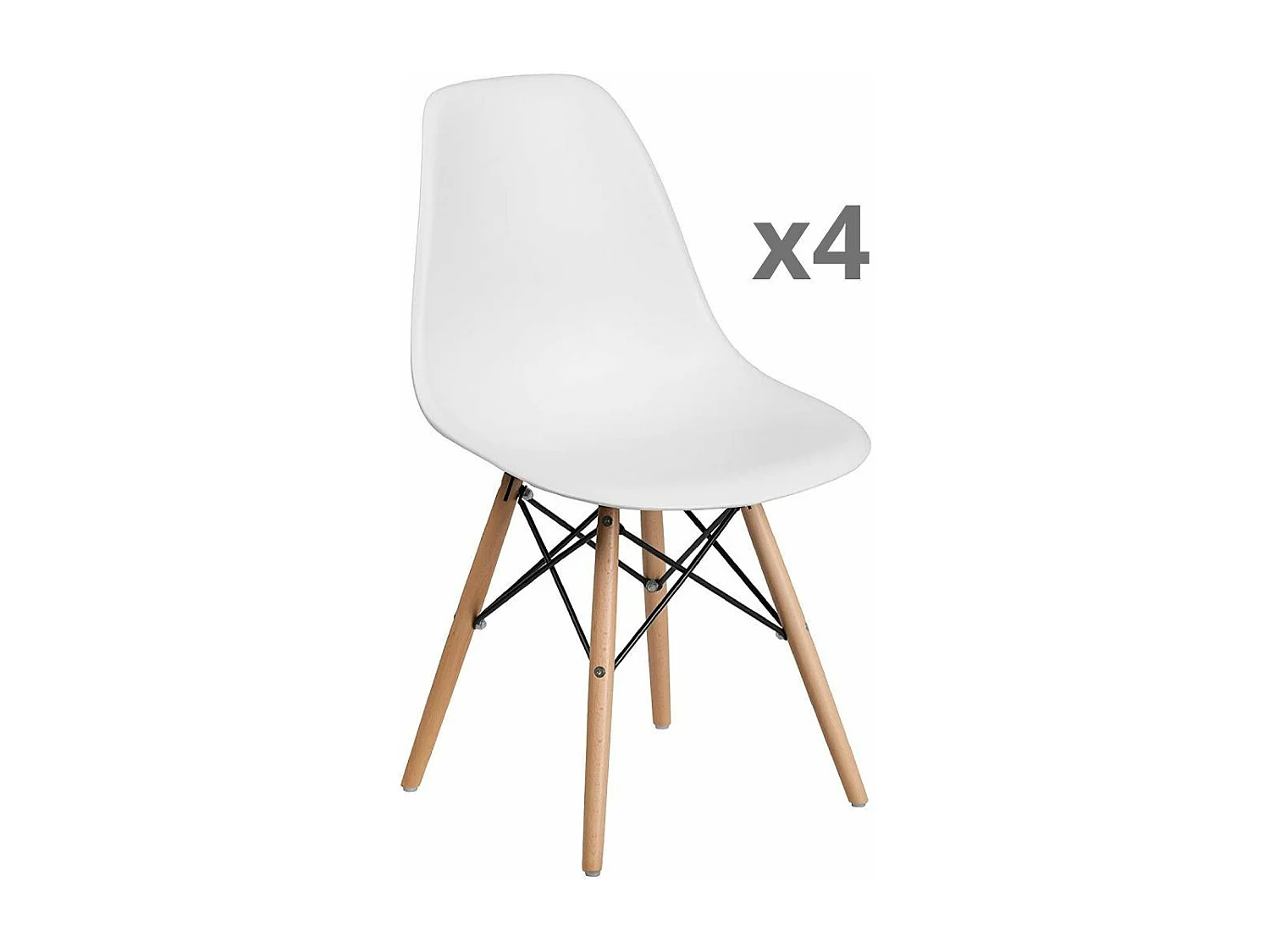 Juego de 4 sillas Nórdica para comedor o cocina con patas en madera color blanco