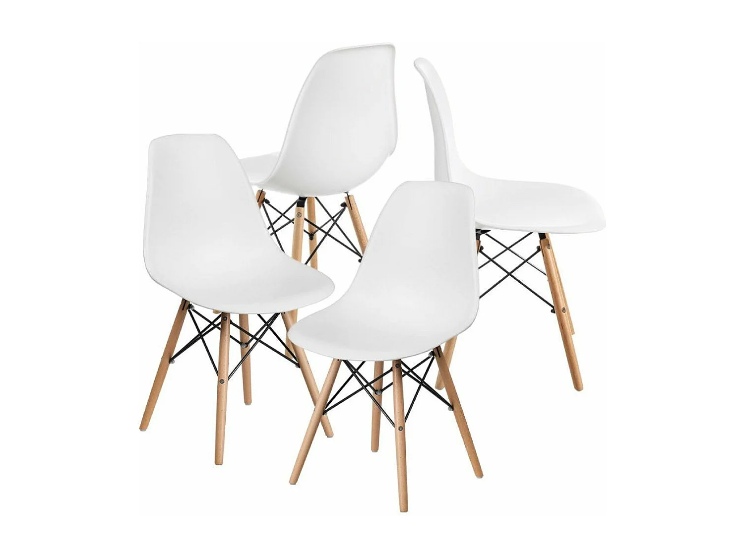 Juego de 4 sillas Nórdica para comedor o cocina con patas en madera color blanco