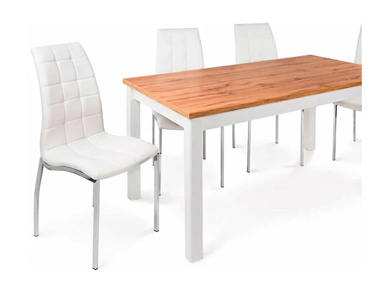 Pack de 4 sillas de comedor de 96x40x55 cm de piel sintética en color blanco Alepo