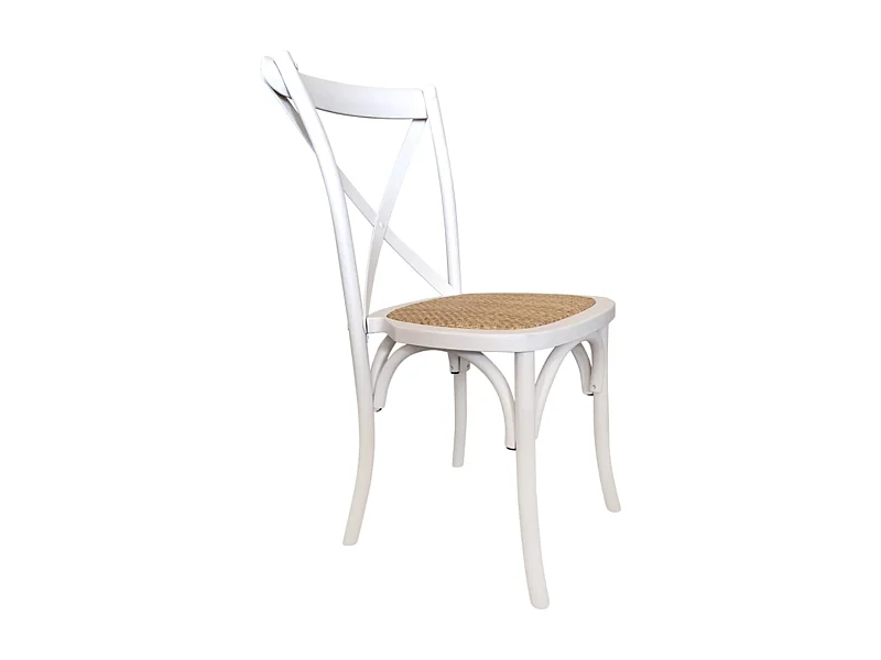 Pack de 2 sillas de 89x48x52 cm de madera maciza y asiento de ratán en color blanco Piper