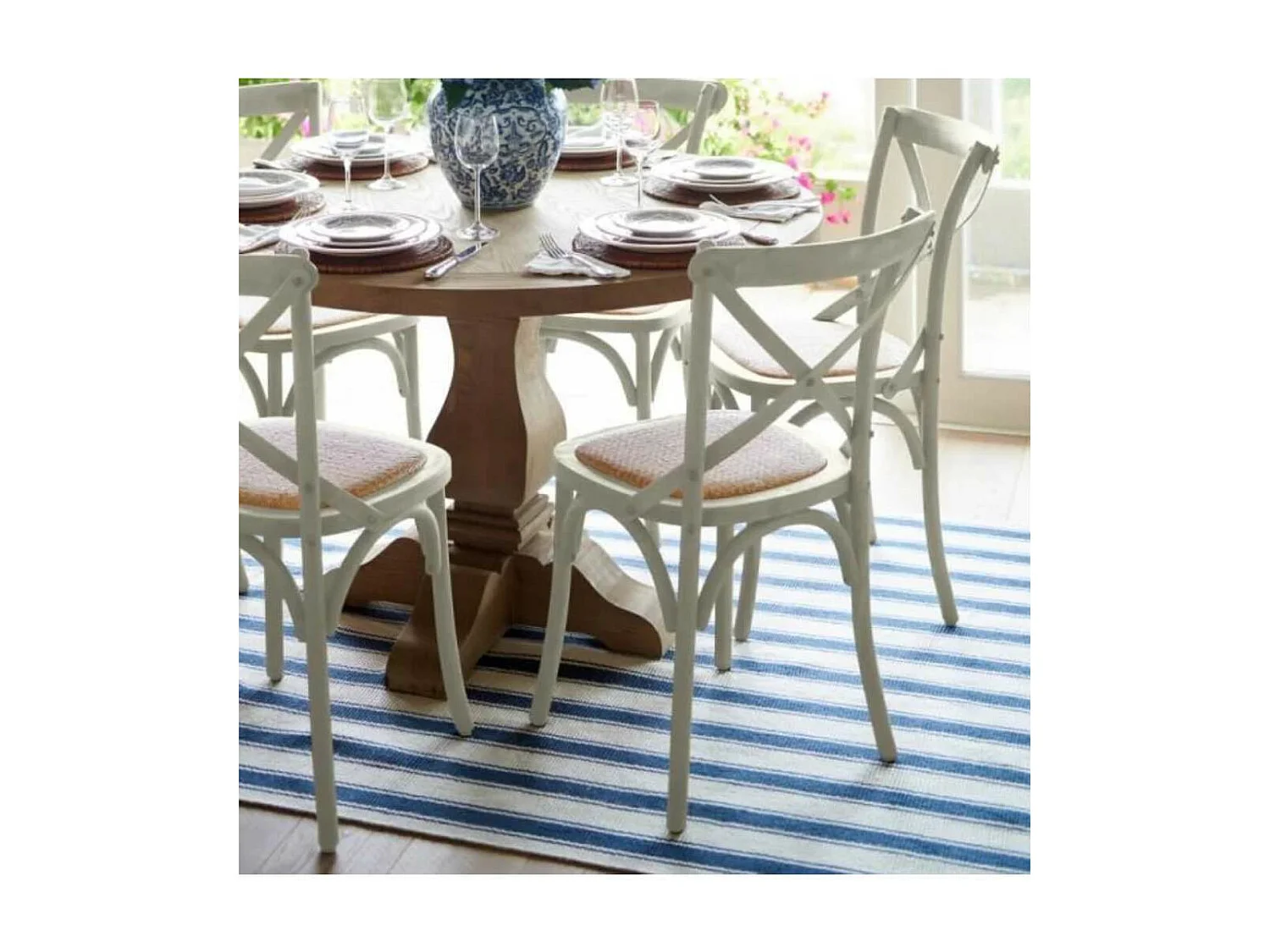 Pack de 2 sillas de 89x48x52 cm de madera maciza y asiento de ratán en color blanco Piper