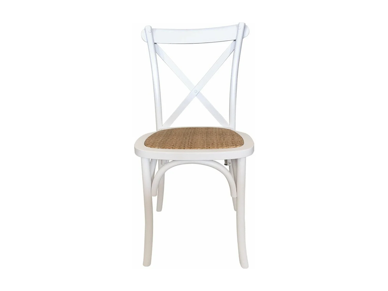 Pack de 2 sillas de 89x48x52 cm de madera maciza y asiento de ratán en color blanco Piper