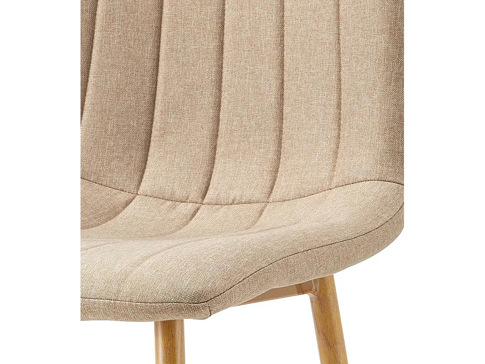 Pack de 4 sillas de 78x44x55 cm tapizadas en tela de color beige y patas marrones Nadia