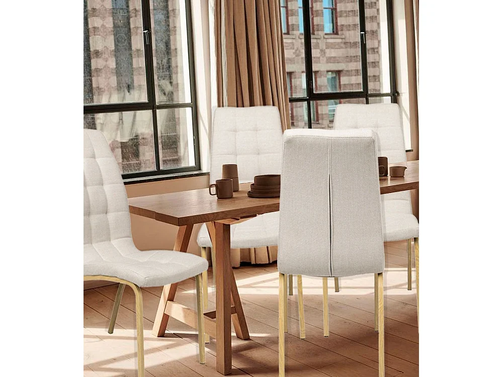 Pack de 4 sillas de 96x42x55 cm de tela con asiento ergonómico en color beige Mabel