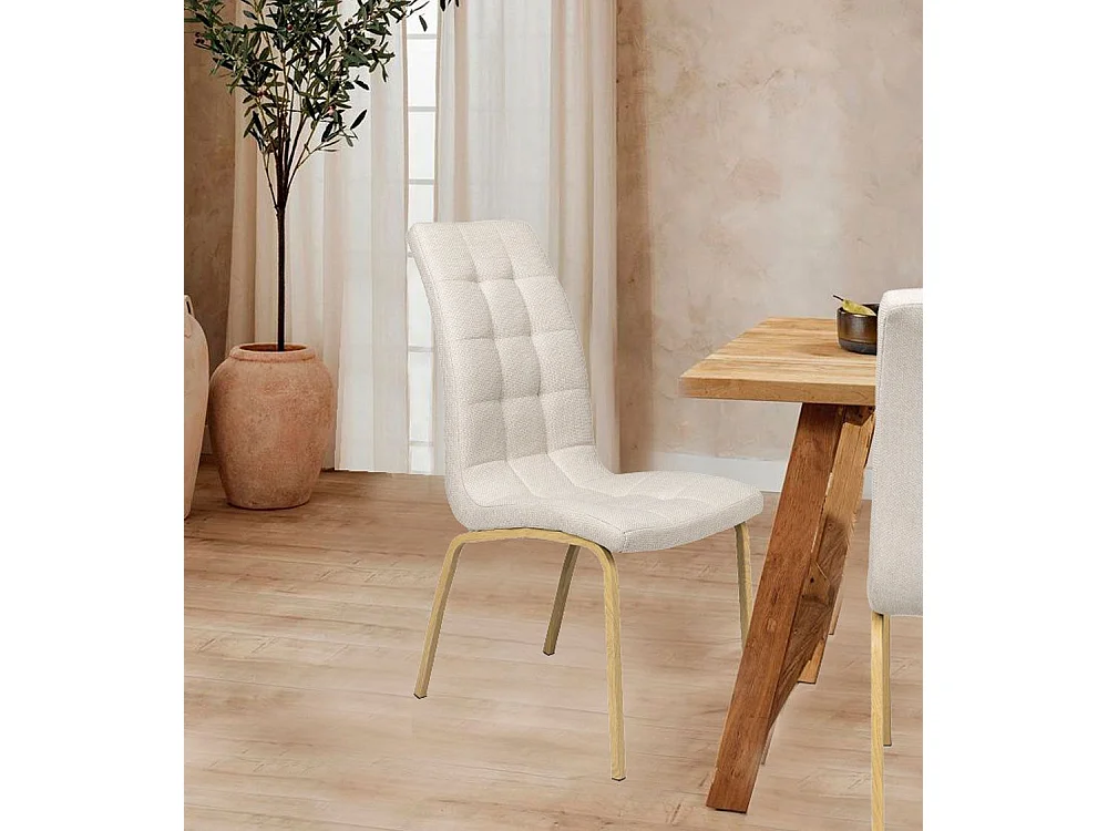 Pack de 4 sillas de 96x42x55 cm de tela con asiento ergonómico en color beige Mabel