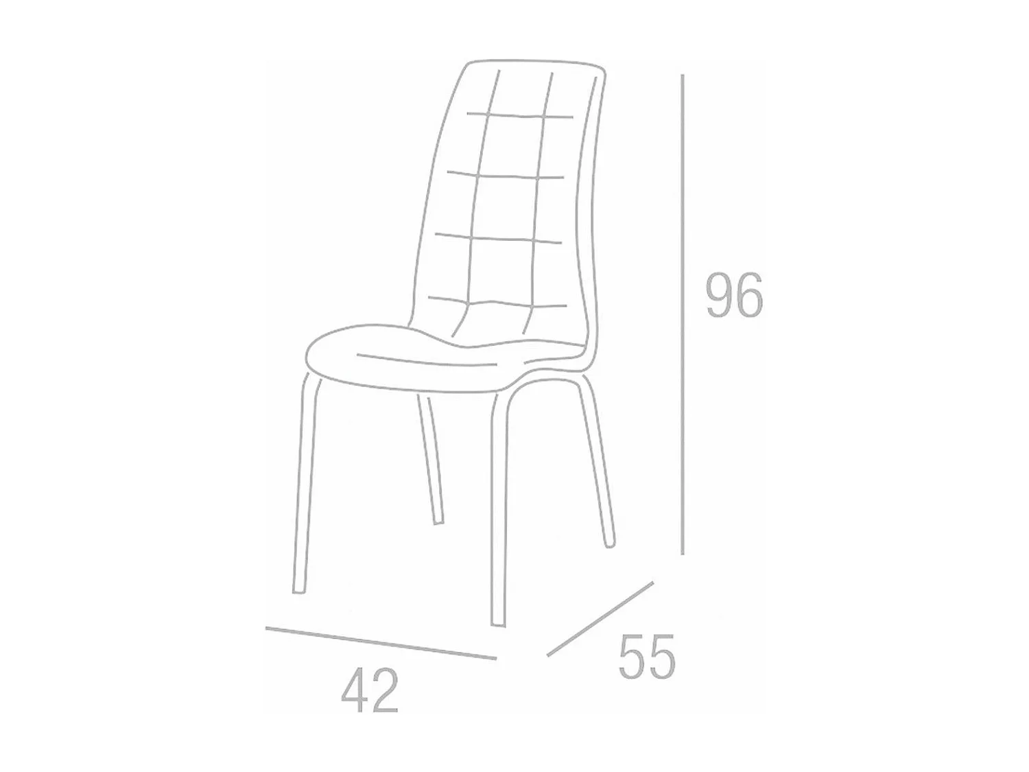 Pack de 4 sillas de 96x42x55 cm de tela con asiento ergonómico en color beige Mabel