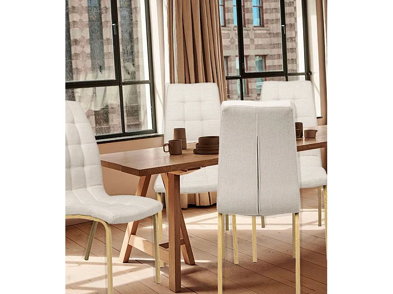 Pack de 4 sillas de 96x42x55 cm de tela con asiento ergonómico en color beige Mabel