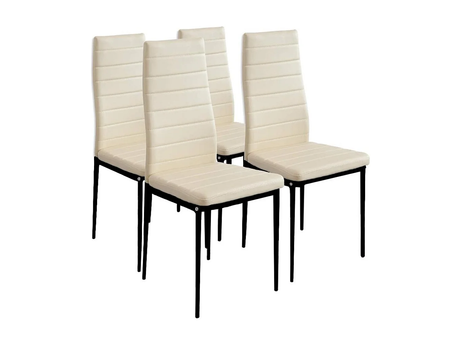 Pack de 4 sillas de 96x39x44 cm de polipiel en color beige con patas negras Leiden