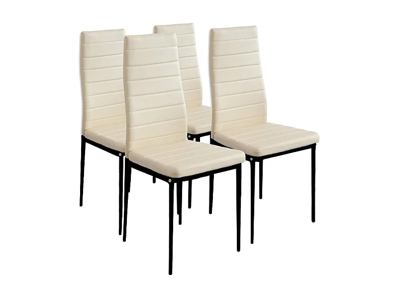 Pack de 4 sillas de 96x39x44 cm de polipiel en color beige con patas negras Leiden