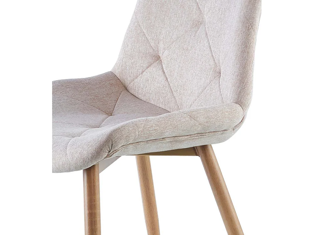 Pack de 4 sillas de comedor de 85x53x61 de tela en beige y patas en color roble Marilyn