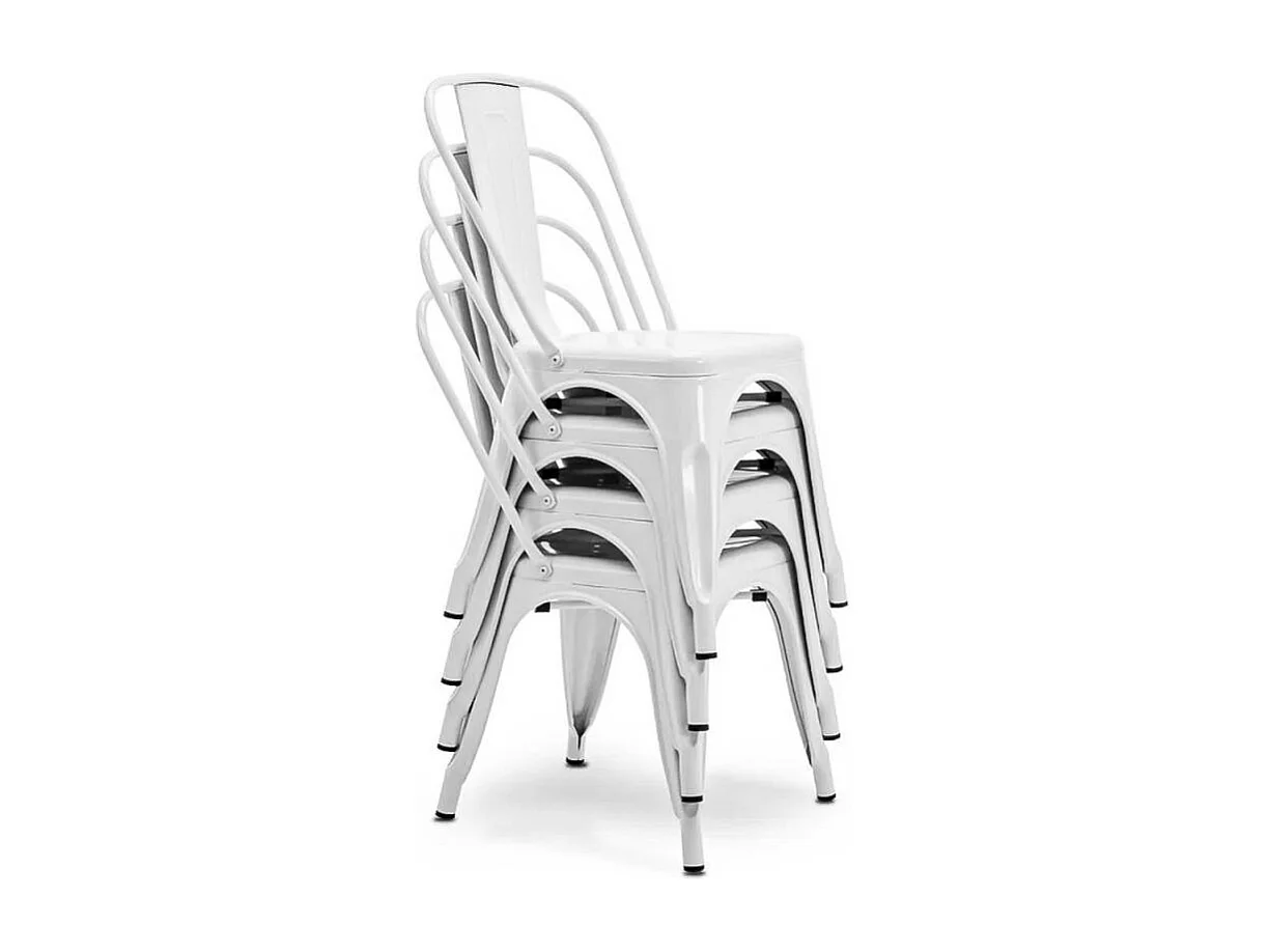Pack de 4 sillas de 86x44x47cm de estilo industrial de metal en color blanco Tolix