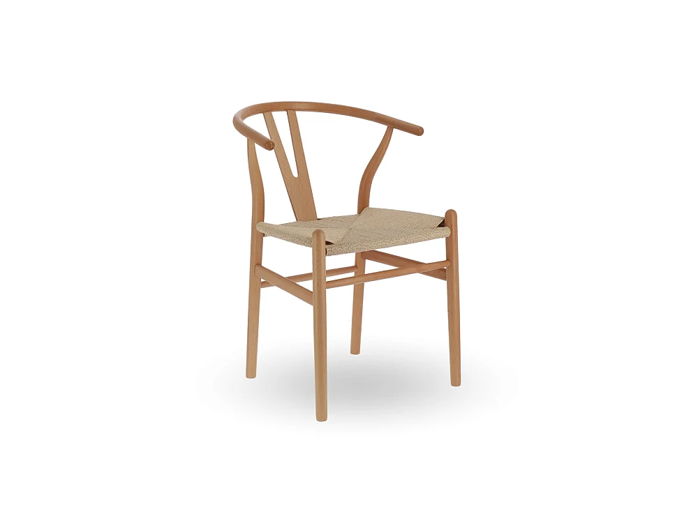 Pack de 2 sillas de madera natural de 77x55x55 cm con asiento trenzado en color beige Otti