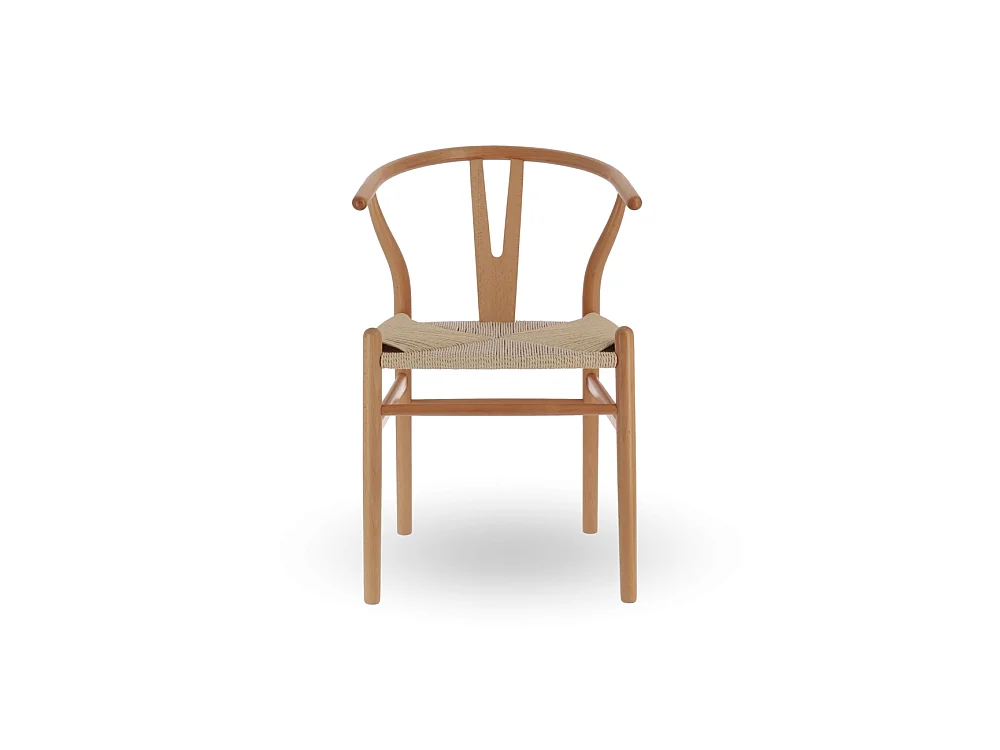 Pack de 2 sillas de madera natural de 77x55x55 cm con asiento trenzado en color beige Otti